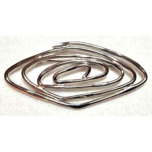 Vintage HUGE 4" Avon Silver Tone Modernist Freeform Spiral Brooch Statement Pin